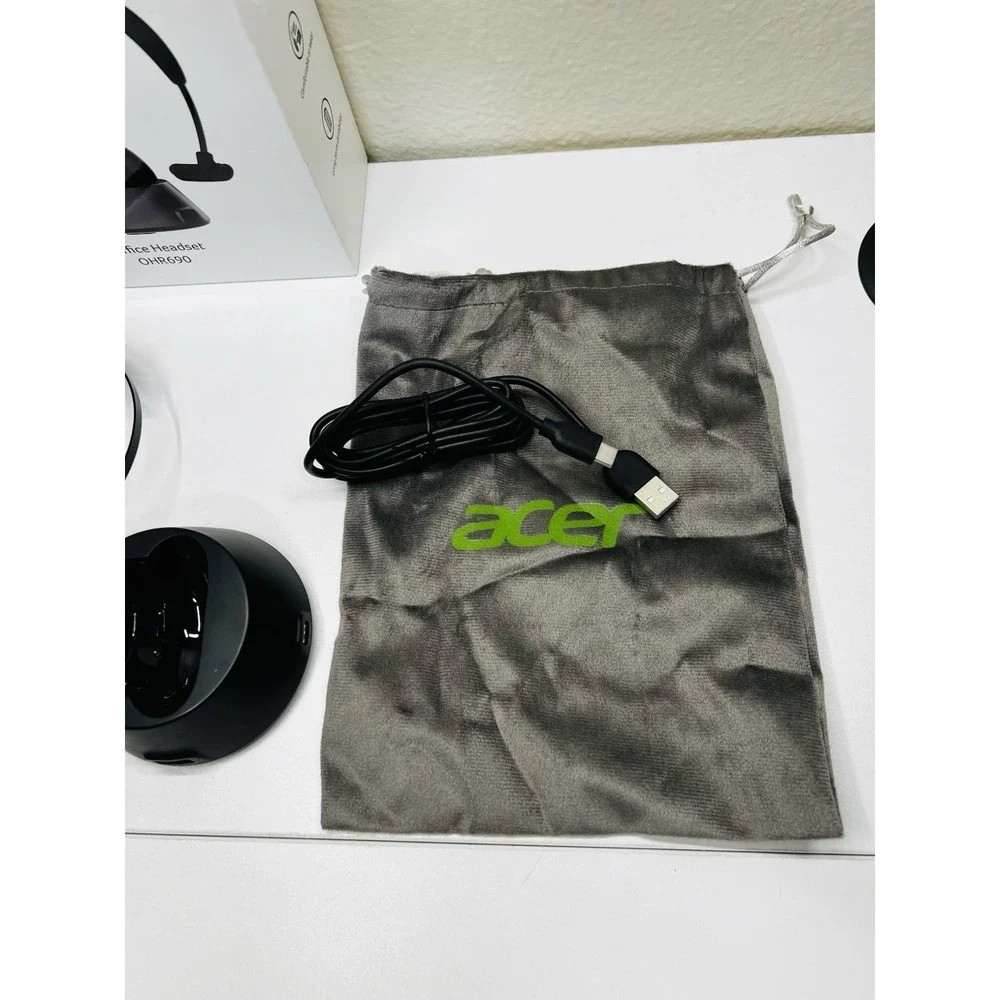 Acer OHR690 Wireless UHF Single-Ear Headband Headset w/ Boom Mic, USB, Black
